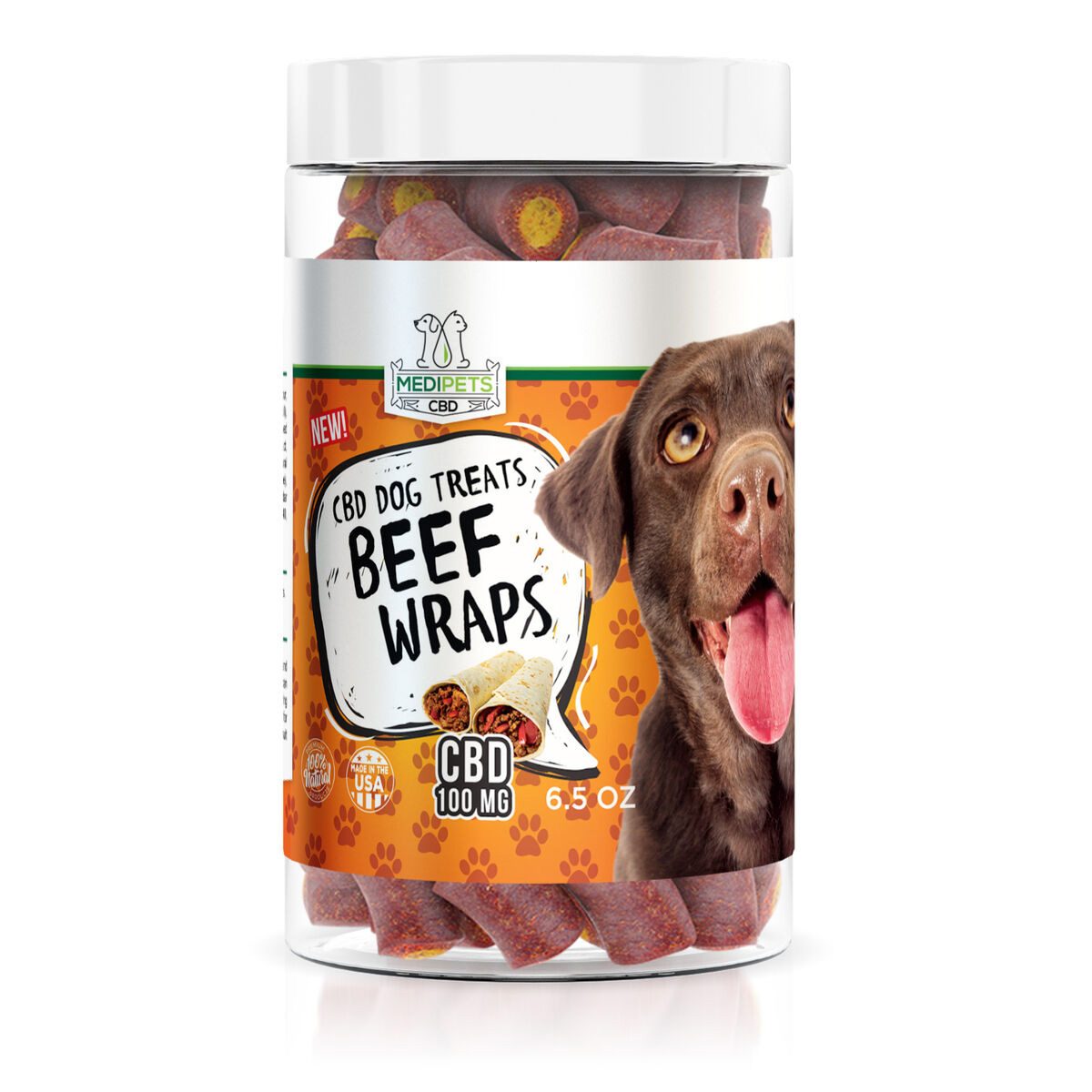 MediPets CBD Dog Treats Beef Wraps. 